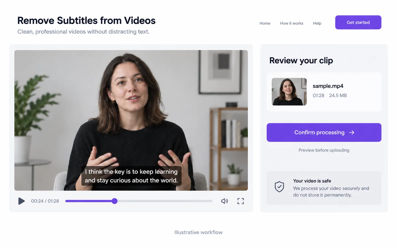 Preview your video before confirming processing